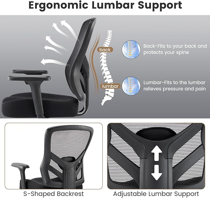 YFO Drafting Chair Tall Office Chair with 3D Armrest for Standing Desk, Mesh Ergonomic Office Chair Adjustable Height with Adjustable Lumbar Support and Footrest Ring, Black