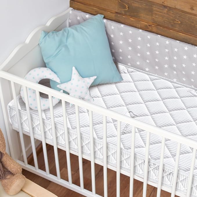Premium Dual Sided Crib & Toddler Mattress,100% Knitted Fabric, Premium Fleece Surface-Hypoallergenic, 5" Thick Firm Soft Crib Mattress, Non-Toxic - Fits Standard Cribs & Toddler Beds