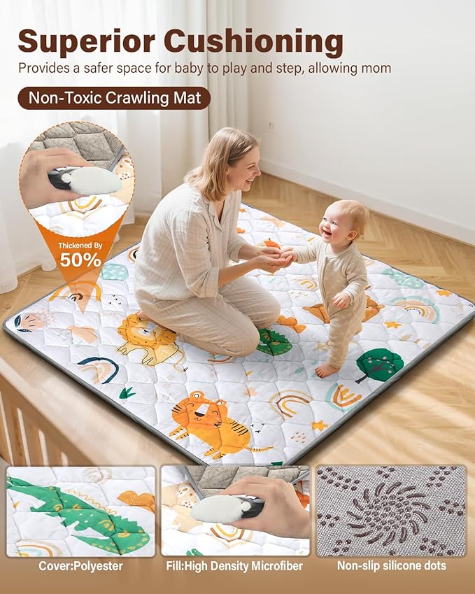 Baby Play Mat, 71x59 Playpen Mat, Thicken Cushioning Padding Foam Playmate for Baby and Toddlers Infants, Non-Slip & Machine Washable Tummy Time Mat