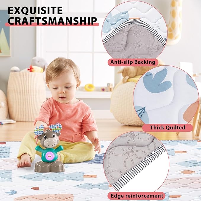 Baby Play Mat, 50’’ x 50’’ Soft Baby Floor Mat Thicker Foam Play Mat for Babies, Foldable Baby Playpen Mat Crawling Mat, Non-Slip & Machine Washable, Cushioned Play Mat for Babies (Tree Design)