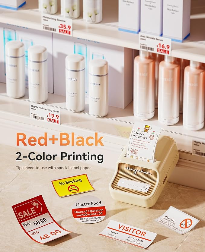 NIIMBOT Sticker Printer, B21 Pro Portabel Sticker Maker, Bluetooth Label Maker, 300DPI HD Label Printer for Photos, Notes, Study Graphics, Memo Maker,50x30mm Label,230Pcs(White)