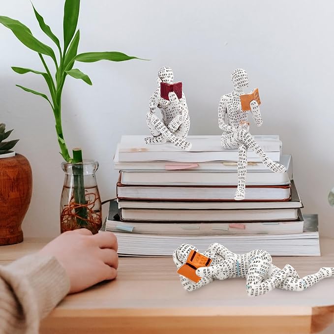 puthiac Home Decor Accents - Reading Woman Figurine Sculpture Thinker Statue - Modern Abstract Home Decor for Living Room, Office, Bedroom - Elegant and Aesthetic Decoration Statue 07