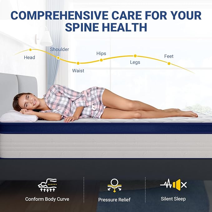 Avenco Full Size Mattress, 12 Inch Full Mattresses in a Box, Hybrid Spring with Comfort Foam and Pocket Coils for Pressure Relief & Motion Isolation