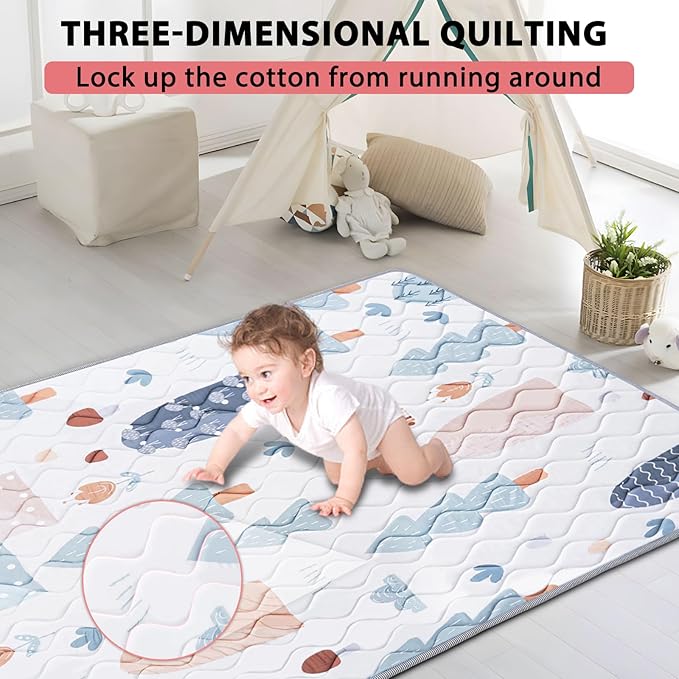 Baby Play Mat 79’’ x 71’’ Soft Baby Floor Mat Thicker Foam Play Mat for Babies，Toddlers, Foldable Baby Playpen Mat Crawling Mat，Tree Design