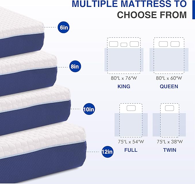 10 Inch Twin Gel Cooling Memory Foam Mattress, Pressure Relief, Medium Firm Support，Mattress in a Box, CertiPUR-US Certified