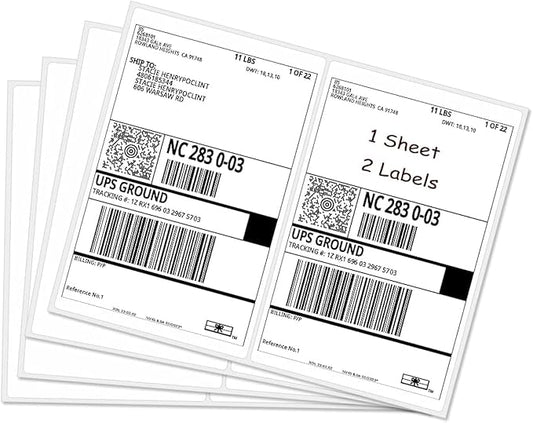 RBHK Half Sheet Self Adhesive Shipping Labels for Laser & Inkjet Printers, 200 Count, Rounded Corner