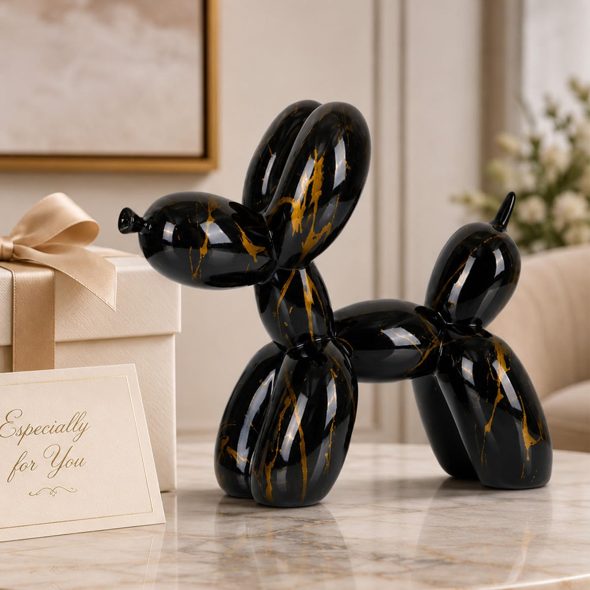 XIAOMAGG Creative Balloon Dog Sculpture Modern Home Decoration Trendy Animal Art Ornaments Collection Figurine Bedroom Living Room Office Desktop Resin Decors