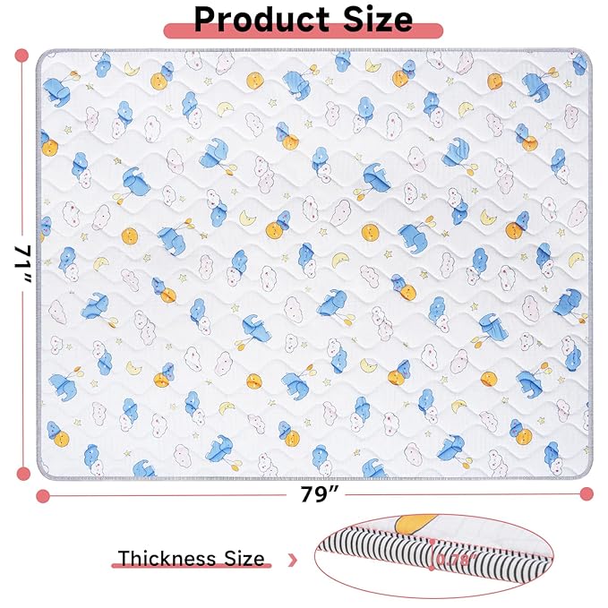 Baby Play Mat 79’’ x 71’’ Soft Baby Floor Mat Thicker Foam Play Mat for Babies，Toddlers, Foldable Baby Playpen Mat Crawling Mat，Elephant Design