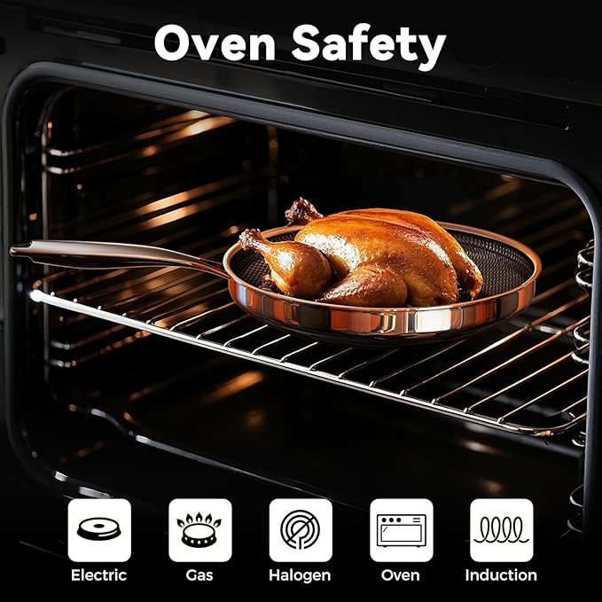 Non Stick Frying Pans,Hybrid Nonstick 12 Inch Frying Pan,Stay-Cool Handle,PFAS PFOA PTFE Free,Dishwasher-Friendly,Nonstick Frying Pan,Oven-Safe,Works on Ceramic and Gas Cooktops