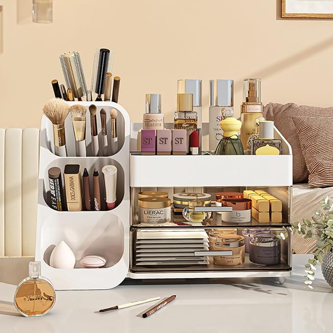 Makeup Organizer with Drawers for Vanity,Spacious Cosmetic Display Case,Perfect Storage Solution for Your Beauty Essential (Pink)