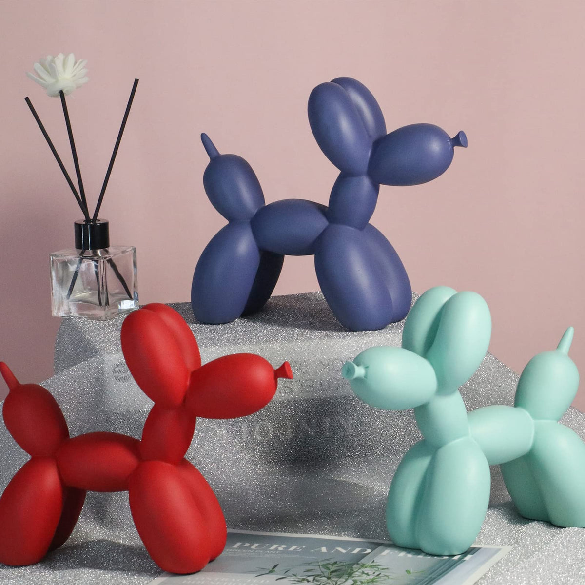 XIAOMAGG Creative Balloon Dog Sculpture Modern Home Decoration Trendy Animal Art Ornaments Collection Figurine Bedroom Living Room Office Desktop Resin Decors
