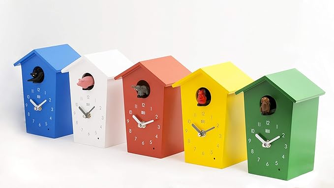 KOOKOO AnimalHouse Green, Small Cuckoo Clock with 5 Farm Animals Sounds (Natural Field Recordings)