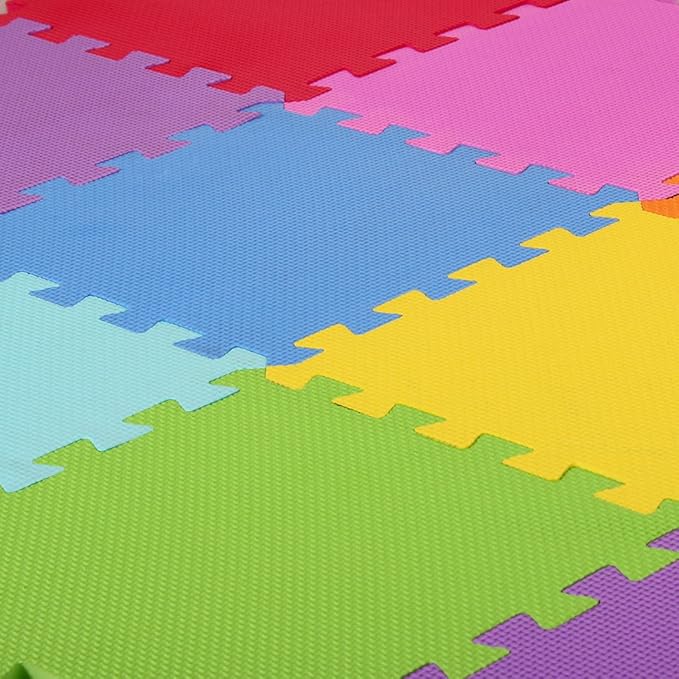 Meiqicool EVA Foam Puzzle Play Mat for Baby - Non Toxic Interlocking Soft Floor Tiles - Kids Toddler Infant Children Room and Yard Exercise Gym Decor - Multi Color，20pcs