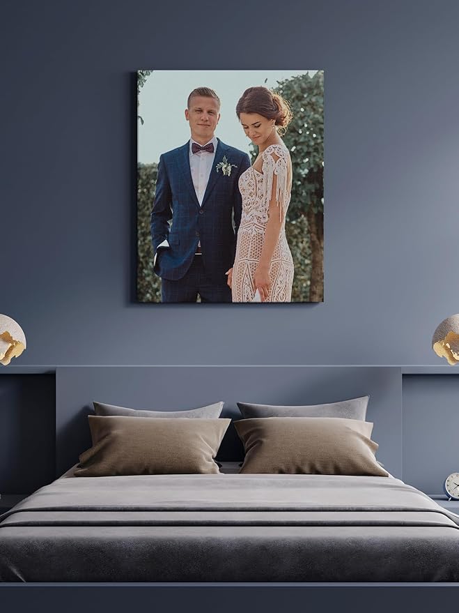 Jovivi Custom Canvas Prints with Your Pictures - Personalized Photos Print,Wall Art Poster Canvas Printing Customized Photo Gifts for Wedding Family Pets Home Office Decor Frame 20x20