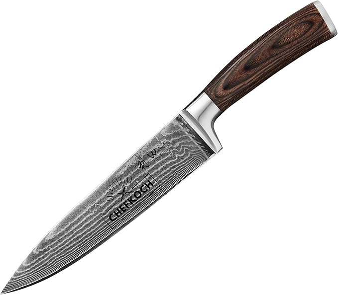 Wakoli 8-inch Damascus Chef Knife - 67-Layer VG10 Core Steel, Razor Sharp Professional Kitchen Knife with Ergonomic Pakkawood Handle, for Slicing, Dicing & All Cooking Tasks - Gift Box (EDIB)