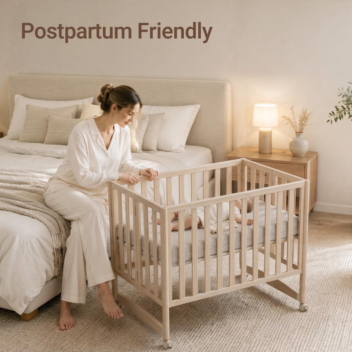 MAMAZING EvoNook 7-in-1 Convertible Baby Mini Crib with Wheels