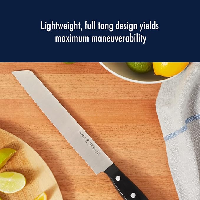 HENCKELS Classic Razor-Sharp 8-inch Slicing Knife & Statement Razor-Sharp 8-inch Bread Knife, Cake Knife, German Engineered Informed by 100+ Years of Mastery, Black