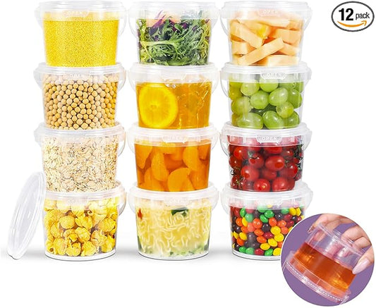 ASEVAT 32oz Airtight Plastic Storage Containers, Reusable Food Prep Containers, Stackable Microwave Safe Bowls With Lids, Freezer Safe Containers, Sauce, Soup (12Pack)