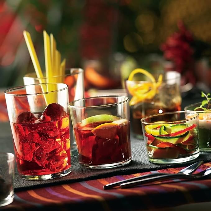 Bormioli Rocco Essential Decor Glassware – Set Of 12 Mini 7.5 Ounce Drinking Glasses For Water, Beverages ,Cocktails & Candle Holders – 7.5oz Clear Tempered Glass Tumblers