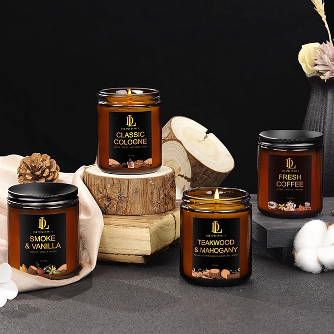 Classic Cologne Candle, Cologne Aromatherapy Candle, Masculine Candles for Men, Father's Day Gifts for Men, Natural Soy Candles for Home Scented, Long Lasting with 50 Hour Burn Time, 7oz