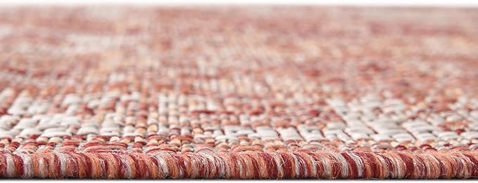 Unique Loom Outdoor Traditional Collection Area Rug - Valeria (7' 1" x 10' Rectangle, Rust Red/ Ivory)