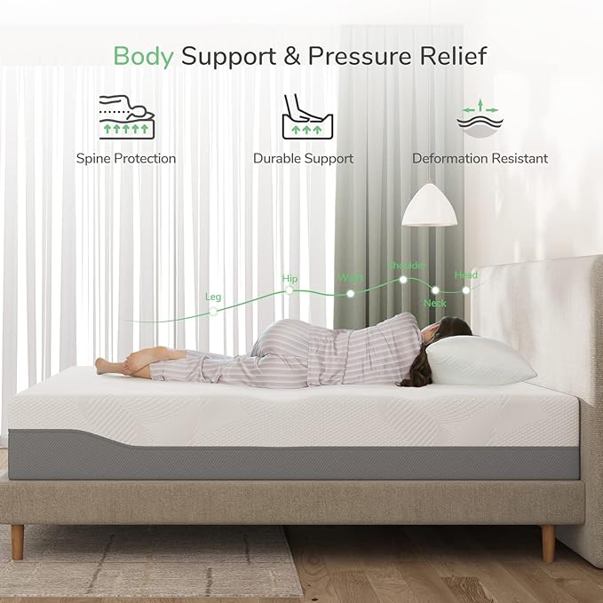 Novilla Twin Mattress, 10 Inch Gel Memory Foam Mattress for Enhanced Support & Motion Isolation, Medium Firm Bed Mattresses in a Box-Vibrant