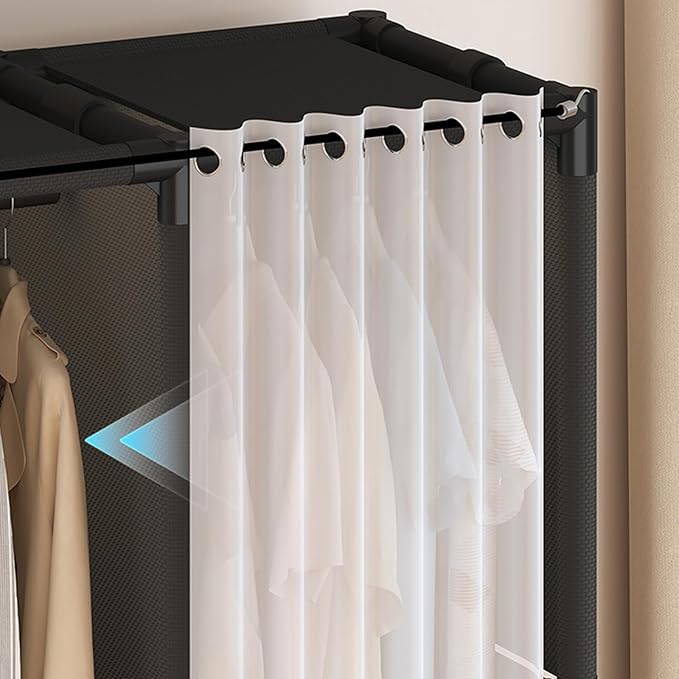 Portable Closet,Portable Closets for Hanging Clothes,Japanese Style Garment Rack Clothing Rack with 3 Drawers,1 Hanging Rods and 2 Storage Shelves,43.3" L x 17.7" W x 65.1" H,Black