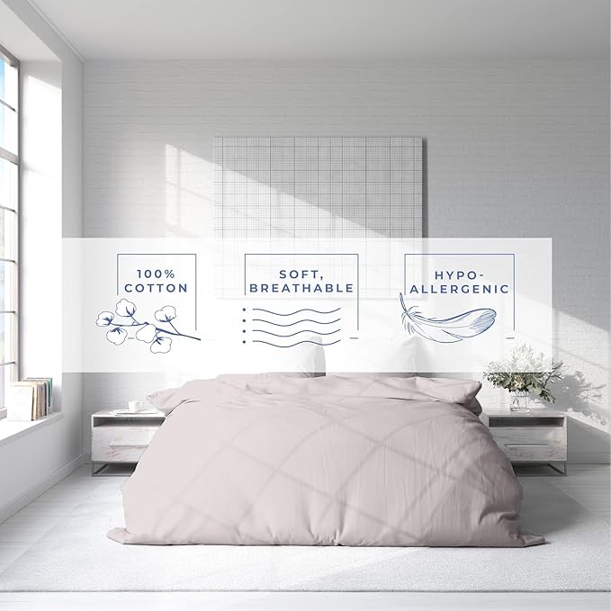 Kotton Culture 3 Pc King Size Duvet Cover Set- 100% Egyptian Cotton Sateen 600 Thread Count Ultra Soft Premium Durable Comforter Cover Zipper Closure & Corner Ties (Light Grey, King 102"x94")