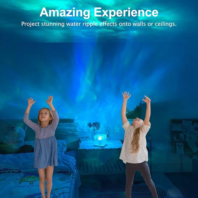 Northern Lights Projector Rechargeable,Lava Lamp Ambient Lighting Mood Lighting Ocean Wave Projector with 16 Colors and Dynamic Ripple Effect for Living Room Bedroom Decor - Cordless