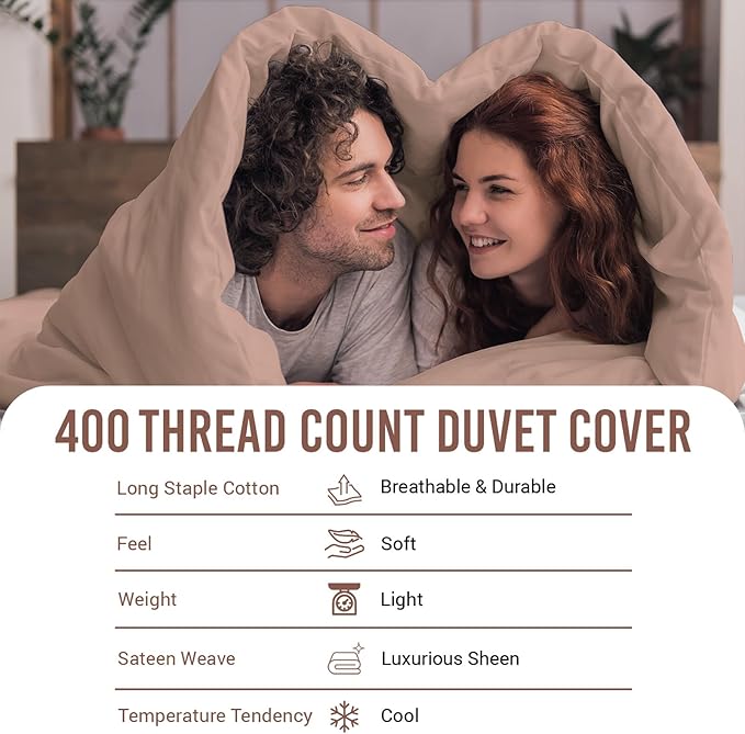 Pizuna Pure 100% Cotton Full Duvet Cover Set, Luxurious 400 Thread Count Long Staple Cotton Sateen Weave with Button Closure (Combed Rose Pink Cotton Duvet Cover Full)