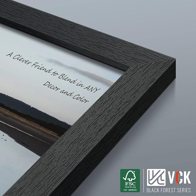 VCK 13x19 Picture Frame Set of 4 - Black, Gallery-Quality Wood Poster Frames, 1.1-Inch Wide Border, Polished Plexiglass, Vertical or Horizontal Wall Display for Photo/Art/Prints, Black