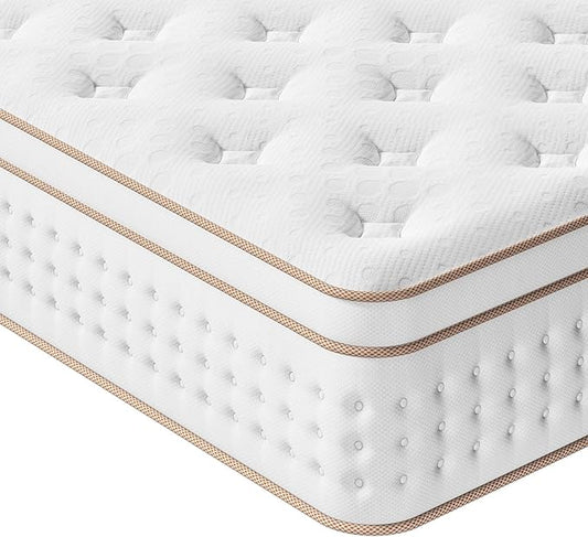 Vesgantti Twin Mattress, 10 Inch Memory Foam Hybrid Mattress in a Box with Individual Pocket Spring, Twin Size Mattress for Pressure Relief, Motion Isolation, Medium Firm Support