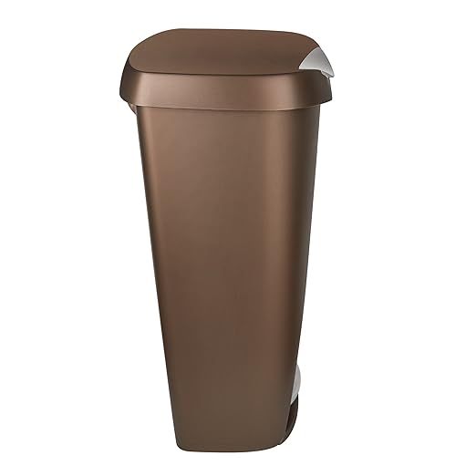 Umbra 084200-125 , Bronze Brim Large Kitchen Trash Stainless Steel Foot Pedal – Stylish and Durable 13 Gallon Step Garbage Can with Lid