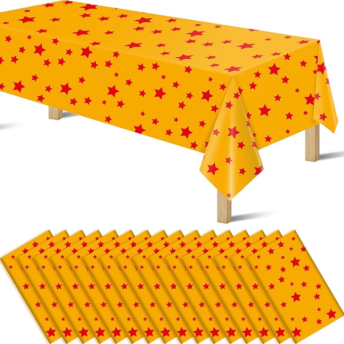 Anime Plastic Tablecloths for Rectangle Tables, Plastic Table Cover Disposable Red Stars Table Cloth for Party Decor Supplies Birthday Themed Party Decoration(54 x108) (16)