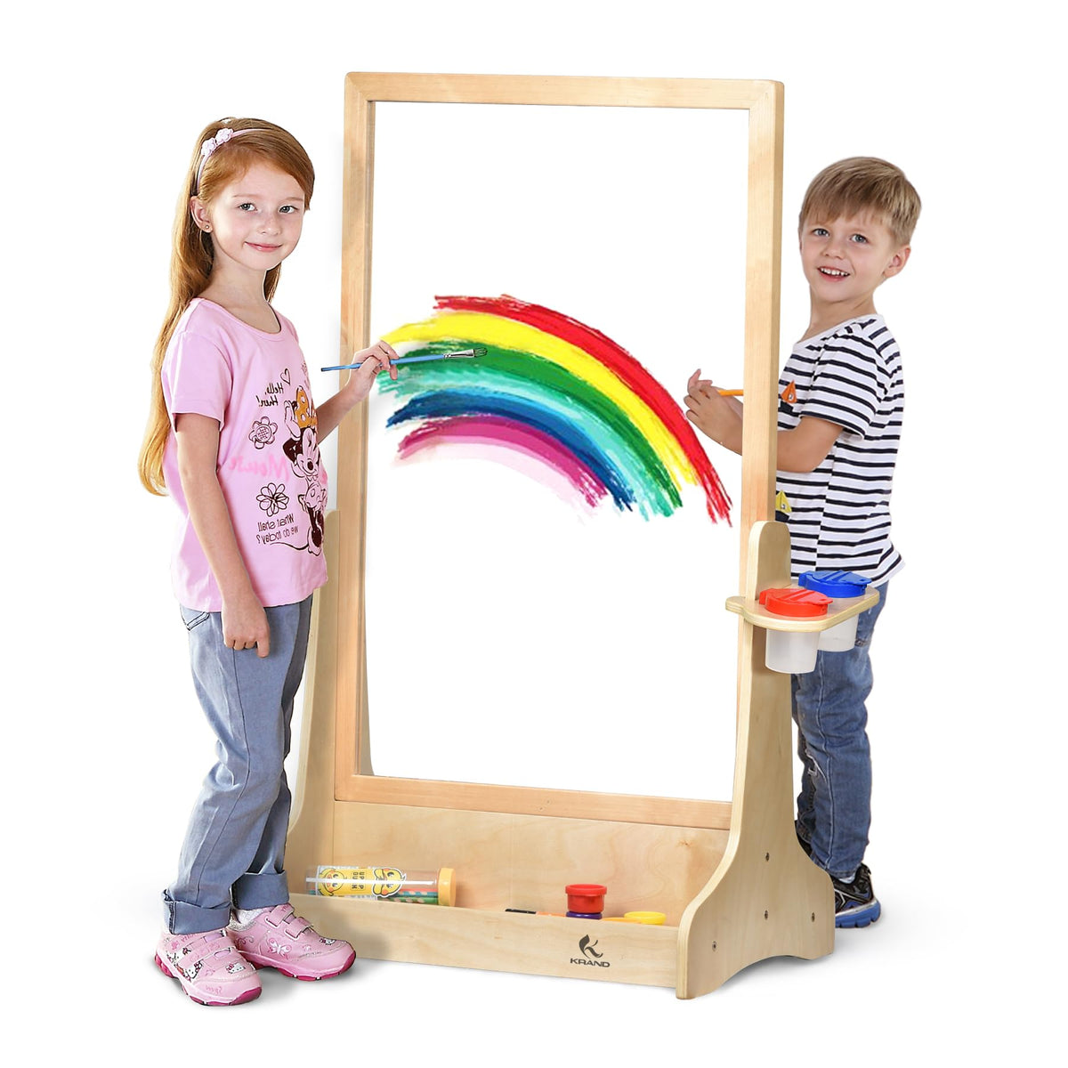 KRAND Double-Sided Plexiglass Painting Art Easel, Easy to Clean, Kids Drawing Board On Both Sides, Fun Arts and Crafts Activity for Boys and Girls