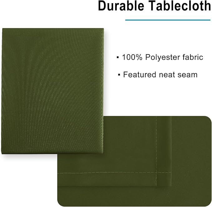 Hiasan Tablecloth for Rectangle Tables - Waterproof and Spillproof Washable Fabric Table Cloth for Dining Room Kitchen Party, 60 x 120 Inch, Olive Green