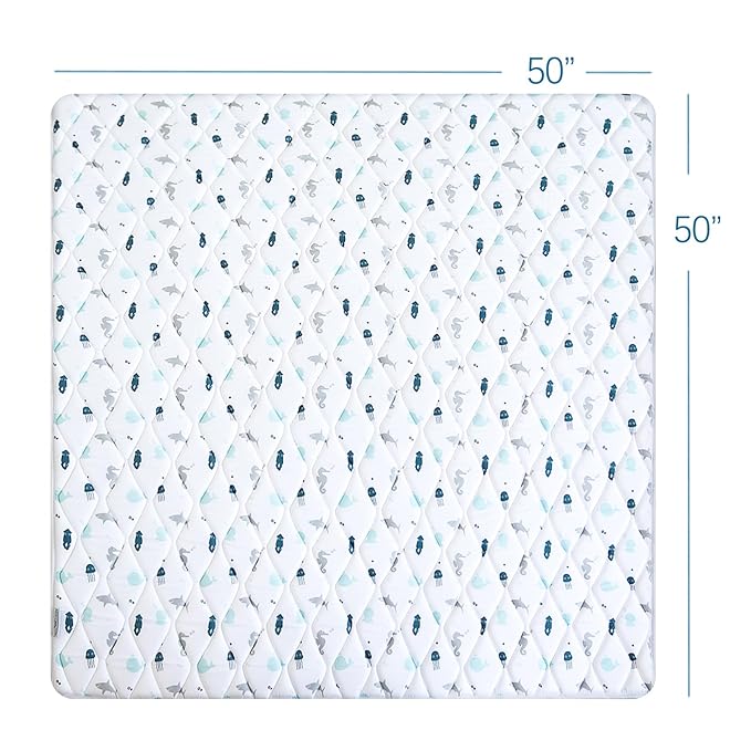Premium Foam Baby Play Mat 50" X 50", Play Mat for Babies and Toddlers, Baby Floor Play Mat Non Slip Cushioned, Kids Play Mat for Playpen, Thick One-Piece Crawling Mat, Easy Clean, Whale