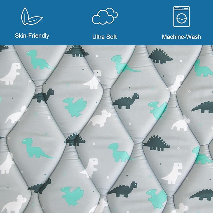 Premium Foam Baby Play Mat 50" X 50", Play Mat for Babies and Toddlers, Baby Floor Play Mat Non Slip Cushioned, Kids Play Mat for Playpen, Thick One-Piece Crawling Mat, Easy Clean, Grey Dinosaur