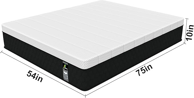 Full Size Hybrid Mattress in a Box, 10 Inch Firm Mattress with Memory Foam, Motion Isolation & Strong Edge Support