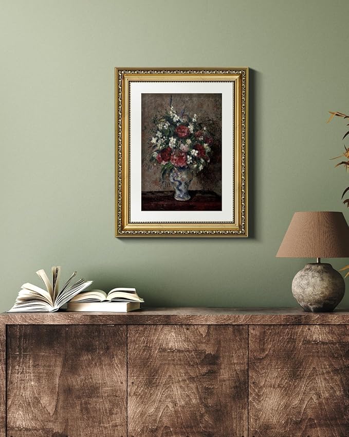 VIYYIEA Gold Framed Wall Art Canvas Print Home Decor Flower Wall Decor Vintage Botanical Prints Floral Paintings Art Pictures Room Decor Floral Wall Art Prints for Living Room Bedroom Office 11x14in