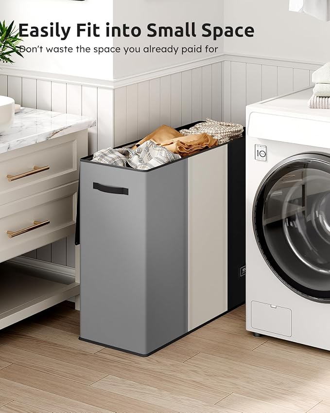 SOLEDI Laundry Hamper 3 Section with Lid and 3 Pcs Laundry Bag, Large Hamper 3 Compartment 180L, Basket Sorter for Bedroom Blanket Storage