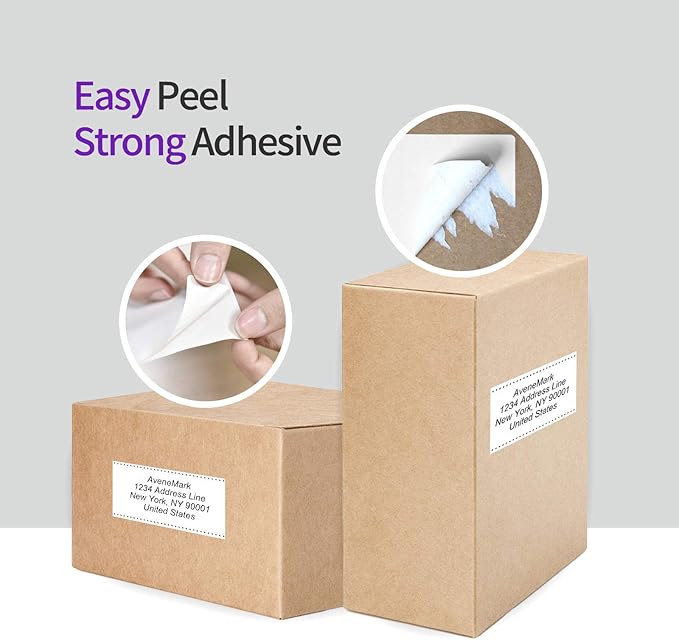 AveneMark 12 Rolls 4" x 2" Direct Thermal Labels for Barcodes Postage Address Shipping Labels Compatible with Rollo & Zebra Desktop Printers Adhesive - 750 Labels/Roll