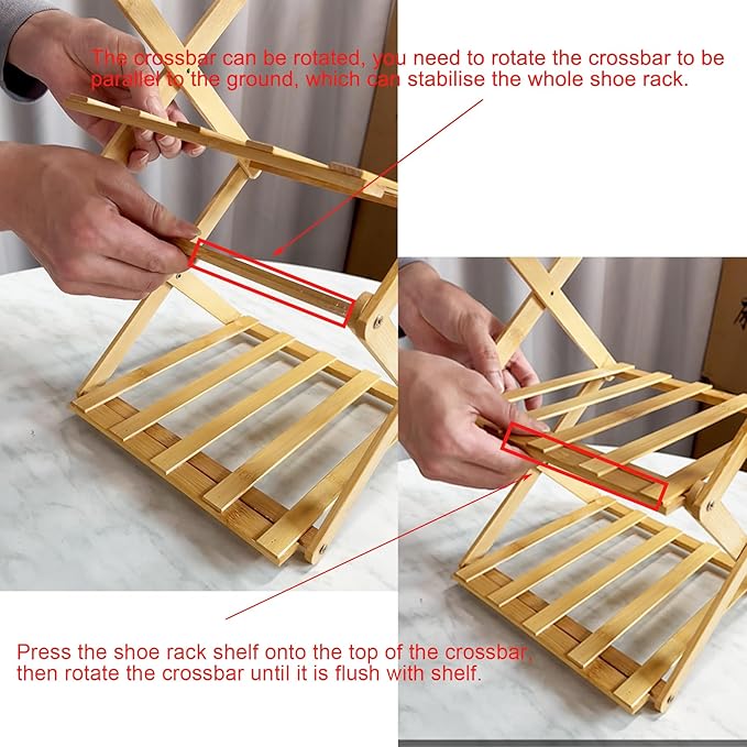YYW Bamboo Shoe Rack for Entryway,Installation-Free and Foldable Vertical Shoe Storage Organizer,Free Standing Shoe Racks Shelf Closet Shoe Organizer for Living Room (Tawny-5 Layers)
