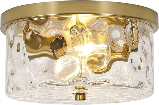 2-Light Flush Mount Ceiling Light Farmhouse Kitchen Island Ceiling Light with Bubble Glass Close to Ceiling Light Fixture for Living Room Bedroom Foyer Hallway