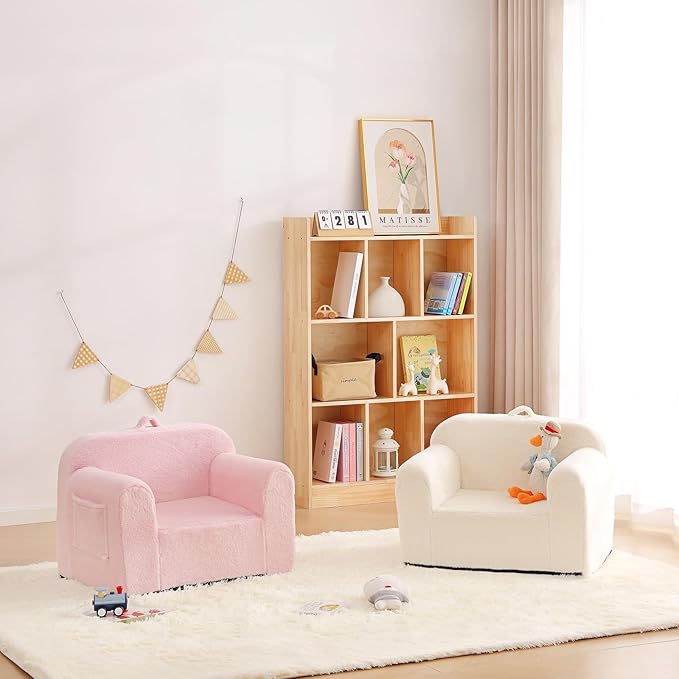 Toddler Chair Plush Kids Couch, Comfy Kids Sofa Toddler Lounger Chair for Bedroom, Convertible Toddler Couch for Girls and Boys, Reading Chair for Kids