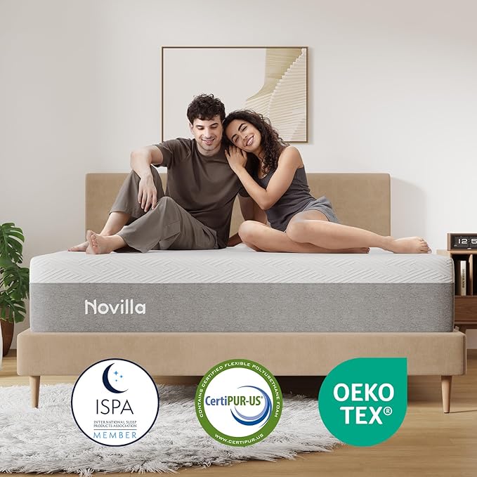 Novilla 10 Inch Gel Queen Memory Foam Mattress, Mattress Queen Size in a Box for Cool Night Sleep & Pressure Relieving & Body Support, CertiPUR US Certified