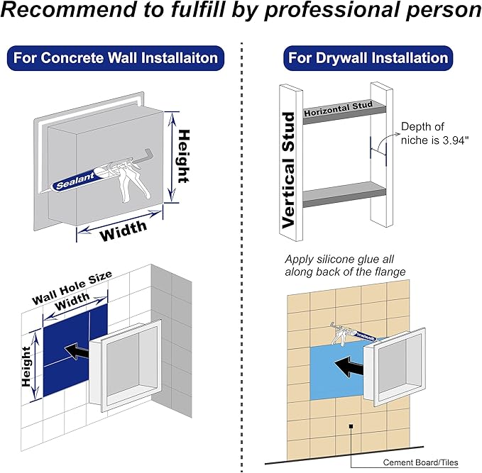 Stainless Steel Shower Niche 18" X 12" White with 2-Tiers Shelf No Tile Needed Niche Shower for Bathroom Storage Recessed Wall Niches Over Mount Installation