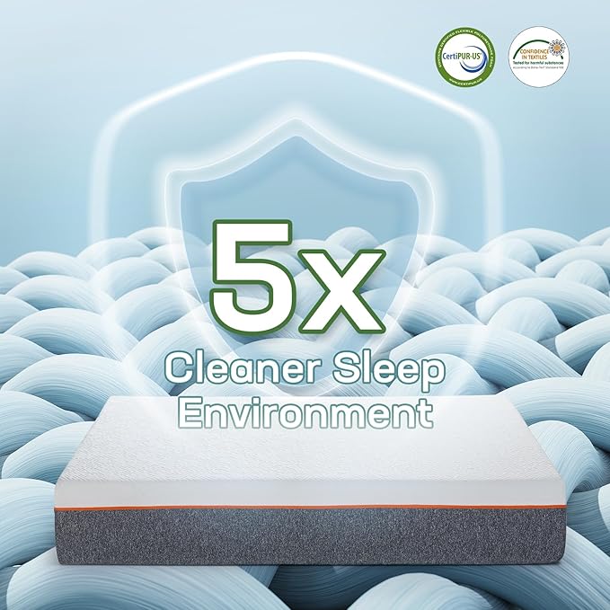 Marsail 10 Inch Queen Size Mattress, Cooling Gel Memory Foam, Fiberglass Free Breathable Cooling Bed Queen Mattress, Medium-Firm in A Box