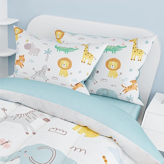 SANDJEST Animal Duvet Cover Sets Twin Size for Kids Boys Girls, Include 1 Polyester Comforter Cover 68x86 Inches and 1 Pillowcase 20x26 Inches, Comforter Not Included, Gift for Christmas Birthday