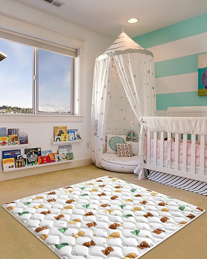 Lilyvibebearhappy Premium Baby Play Mat 36" X 36", Thicken Foam One-Piece Crawling Mat, Non-Slip Cushioned Baby Playmats for Infants, Babies, Toddlers, Foldable and Machine Washable